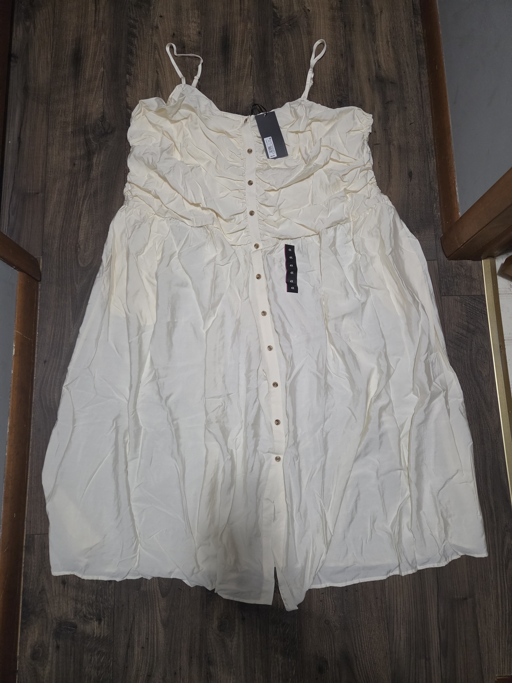 Women’s Cream Midi Button-Front Dress with Spaghetti Straps